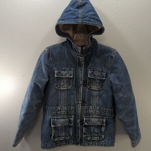 Limited Too‎ Girls Size Small 10 Hooded Insulated BlueJean Jacket Quilted Lining